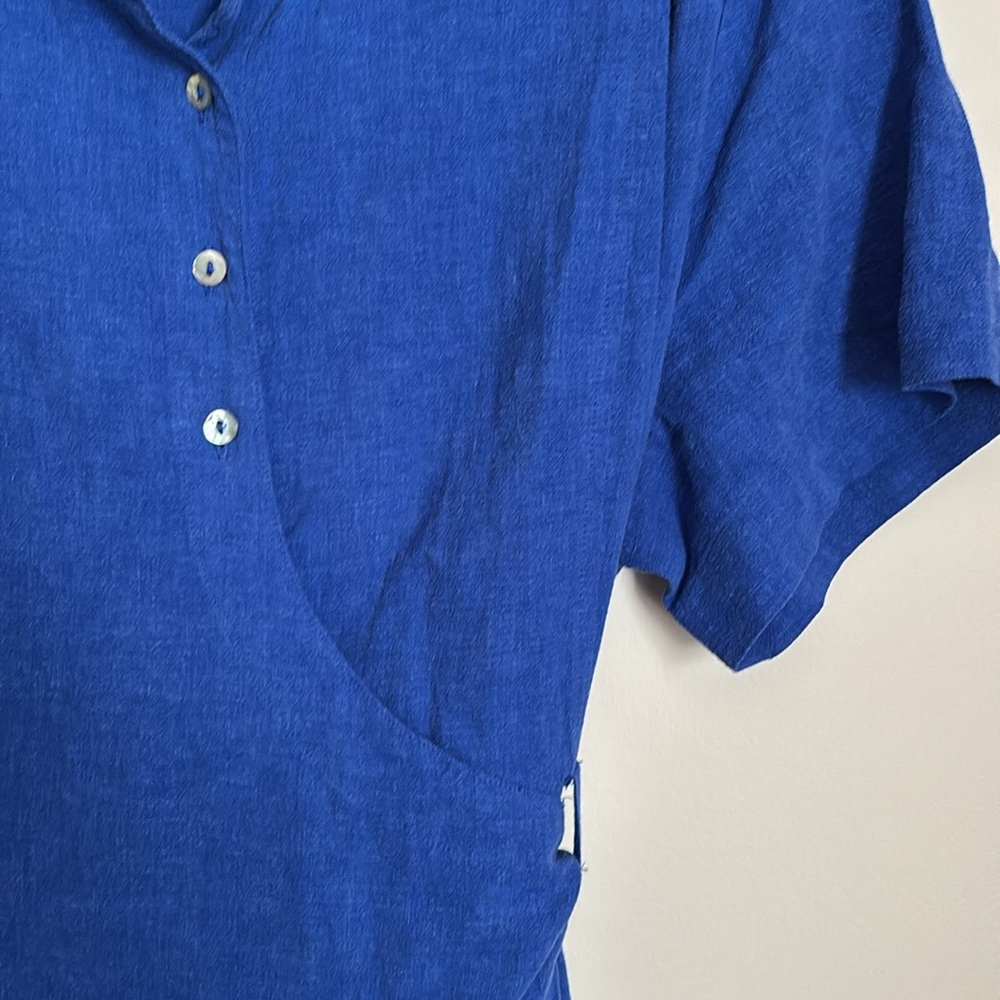 Poetry Blue Linen-Blend Wrap Dress